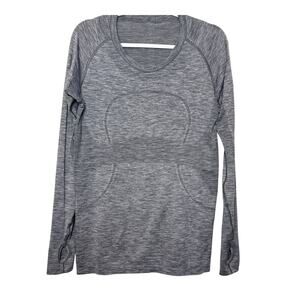 Lululemon Long Sleeve Swiftly‎ Women 12 Gray Stretch Breathable Activewear Gym